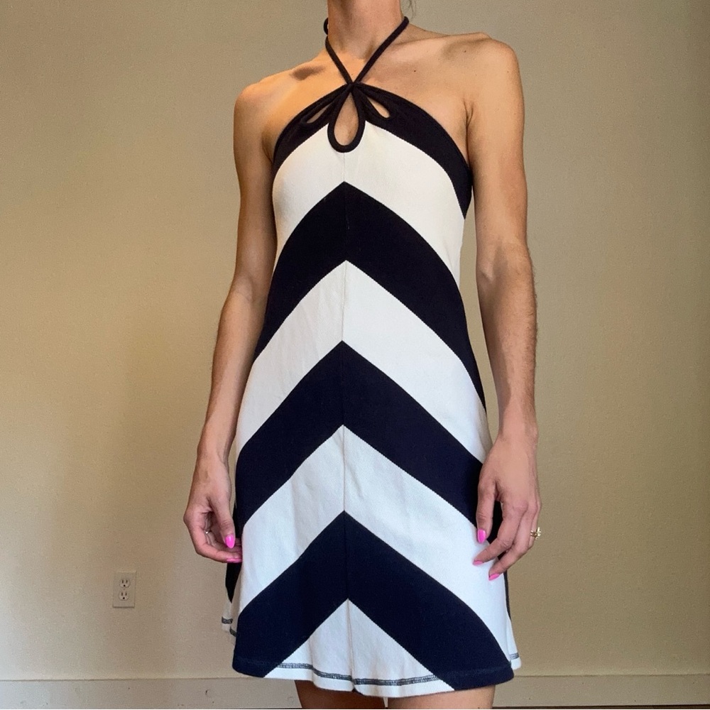 Anthropologie Black and White Halter Dress